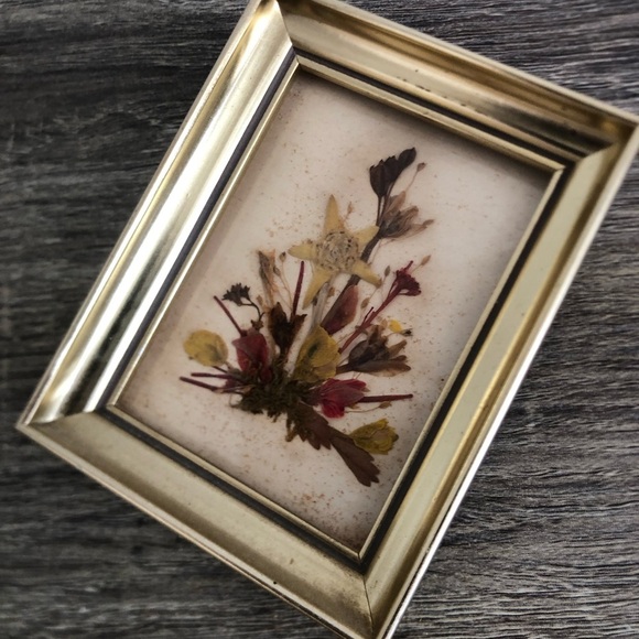 Vtg Pressed Floral Art in Gold Frame - Picture 7 of 12
